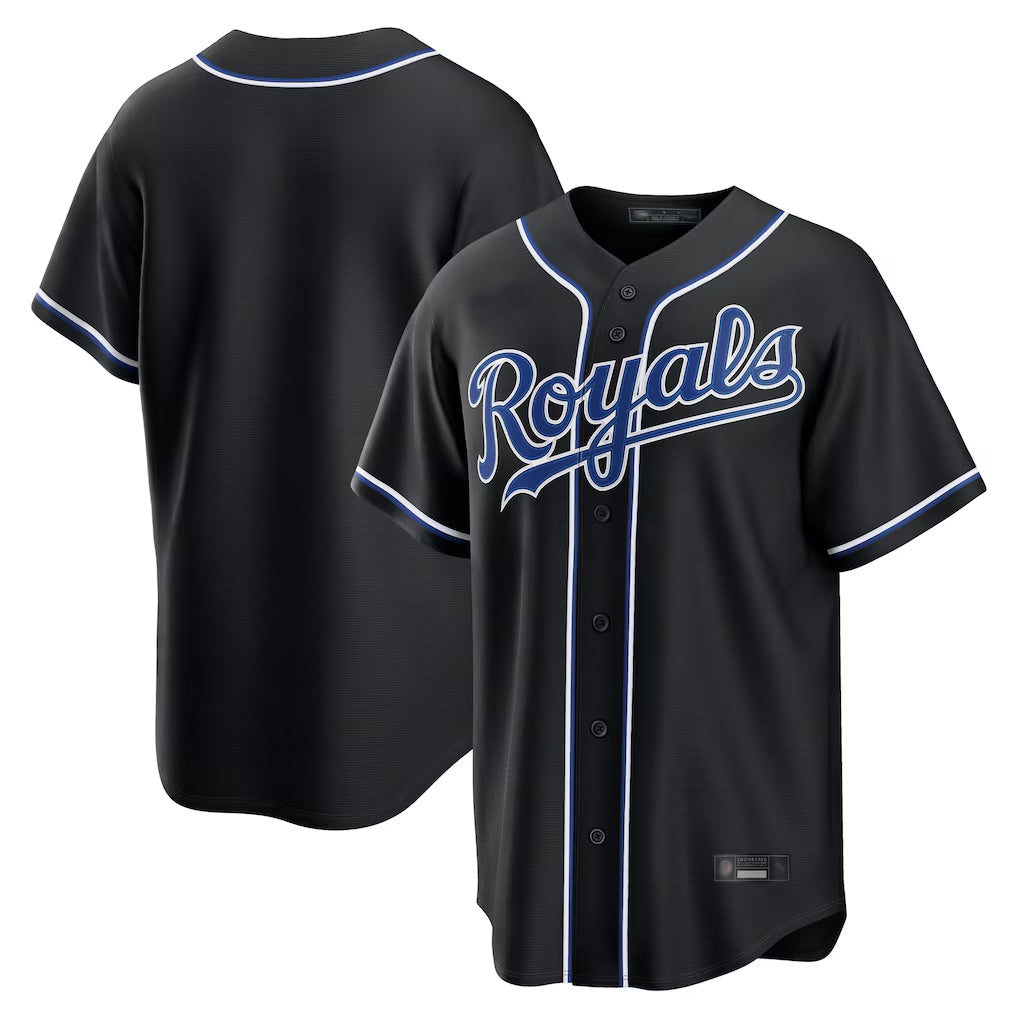 Jamed KC.Royals Black Carbon Fashion Home Game Blank Player Stitched Jerseys