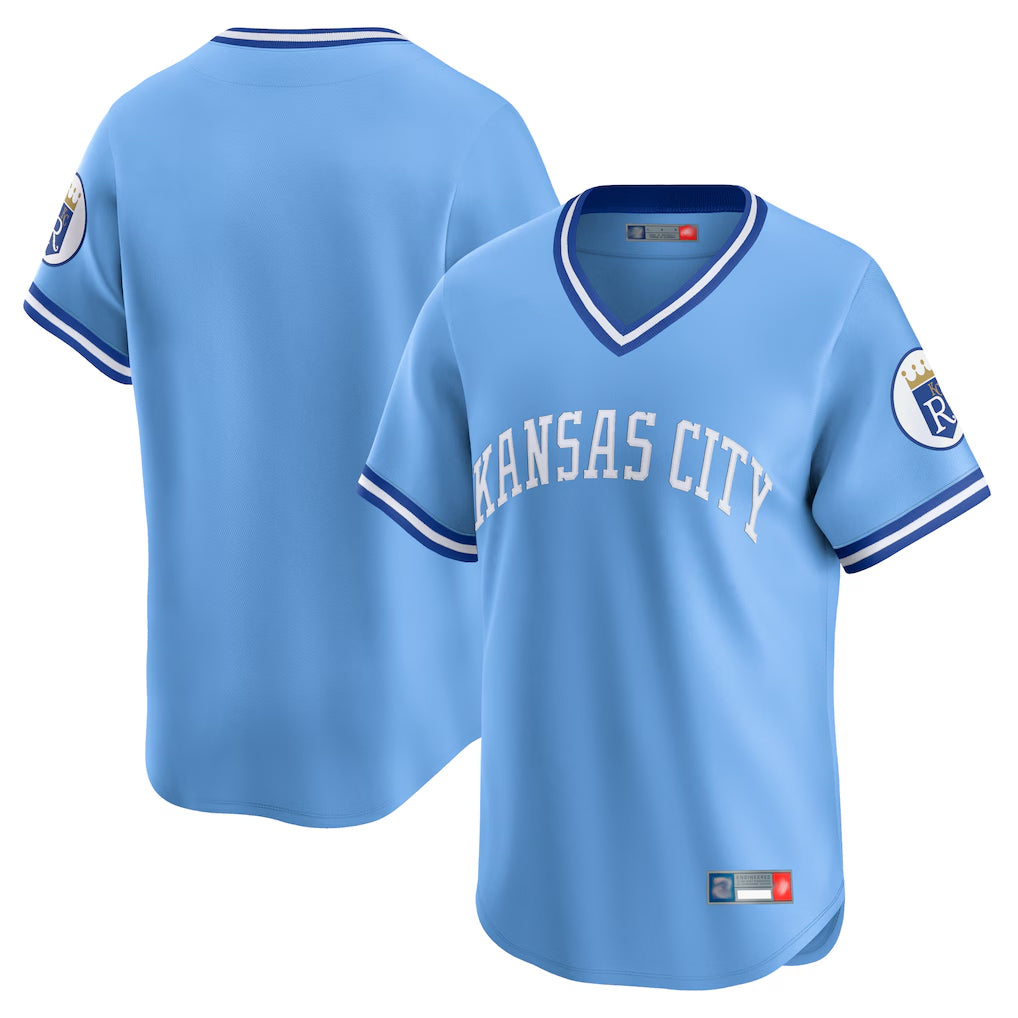 Jamed KC.Royals Light Blue Limited Throwback Cooperstown Collection Blank Player T-shirt Stitched Jerseys