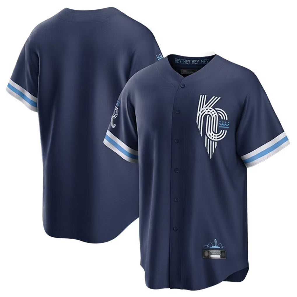 Jamed KC.Royals Navy City Connect Home Game Blank Player Stitched Jerseys