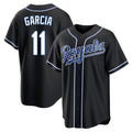 Jamed KC.Royals #11 Maikel Garcia Player Black Carbon Fashion Home Game Stitched Jerseys