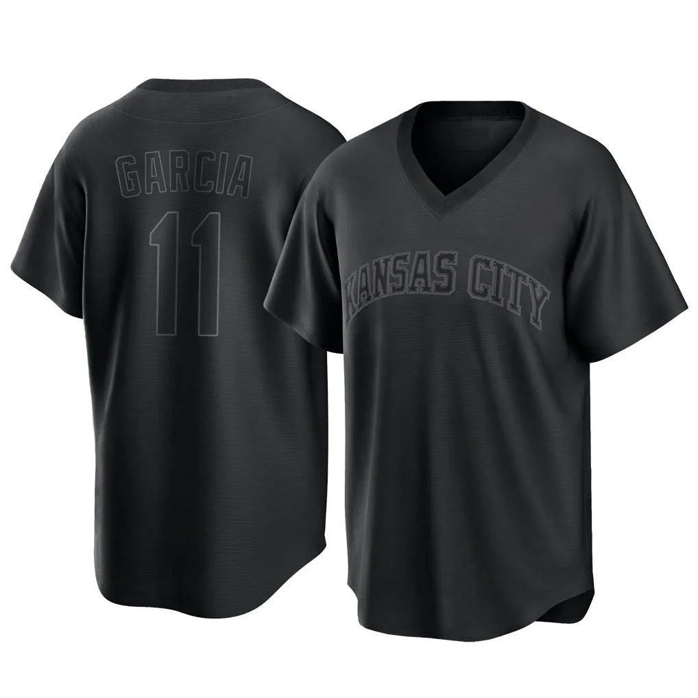 Jamed KC.Royals #11 Maikel Garcia Player Black Fashion Game Stitched Jerseys