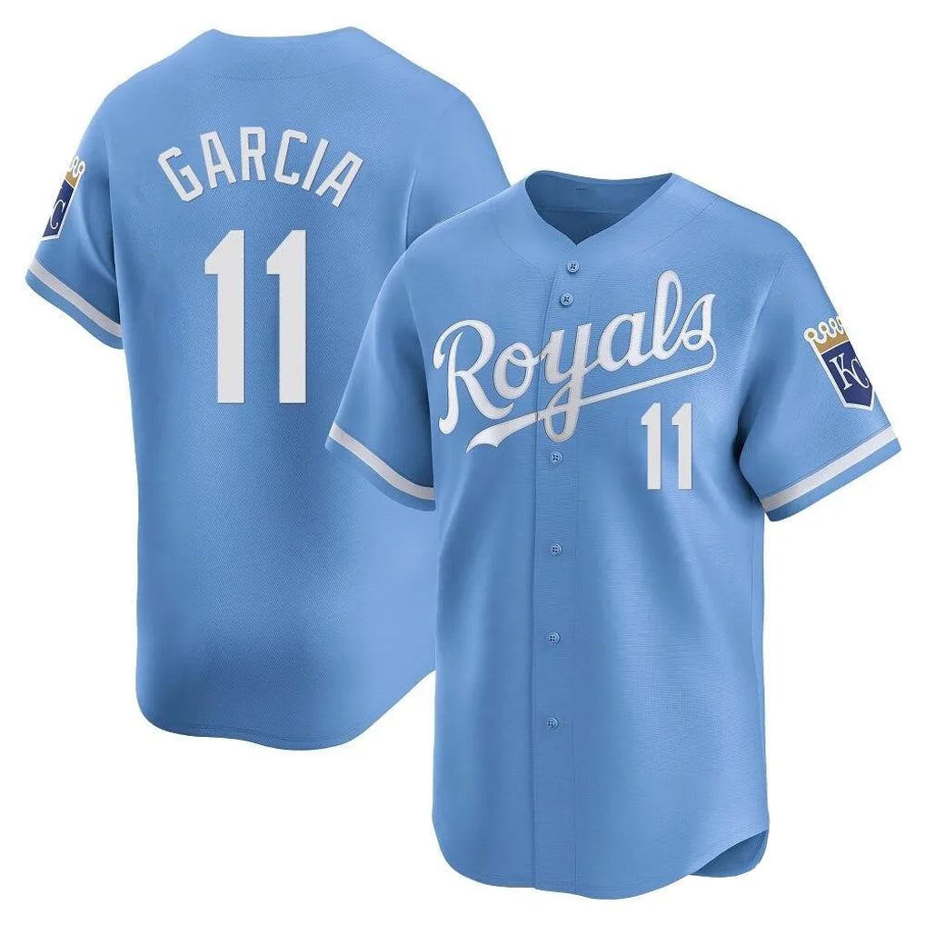 Jamed KC.Royals #11 Maikel Garcia Player Light Blue Alt Limited Home Stitched Jerseys