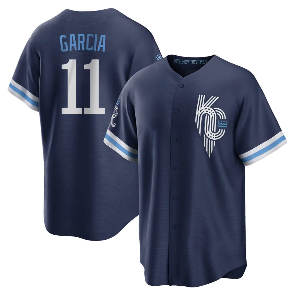 Jamed KC.Royals #11 Maikel Garcia Player Navy City Connect Home Game Stitched Jerseys
