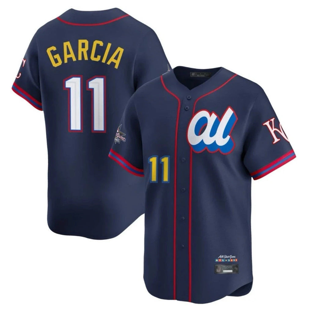 Jamed KC.Royals #11 Maikel Garcia Player Navy Limited American League All-Star Edition Stitched Jerseys