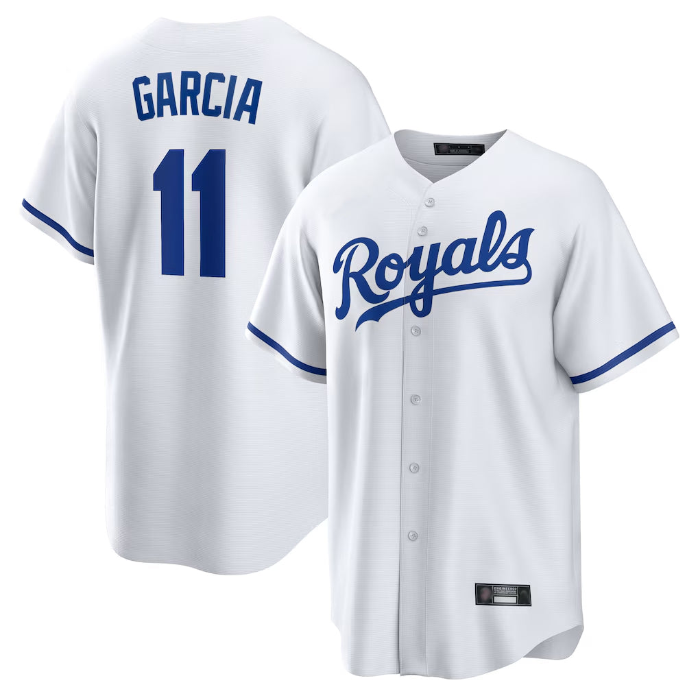 Jamed KC.Royals #11 Maikel Garcia Player White Home Game Stitched Jerseys