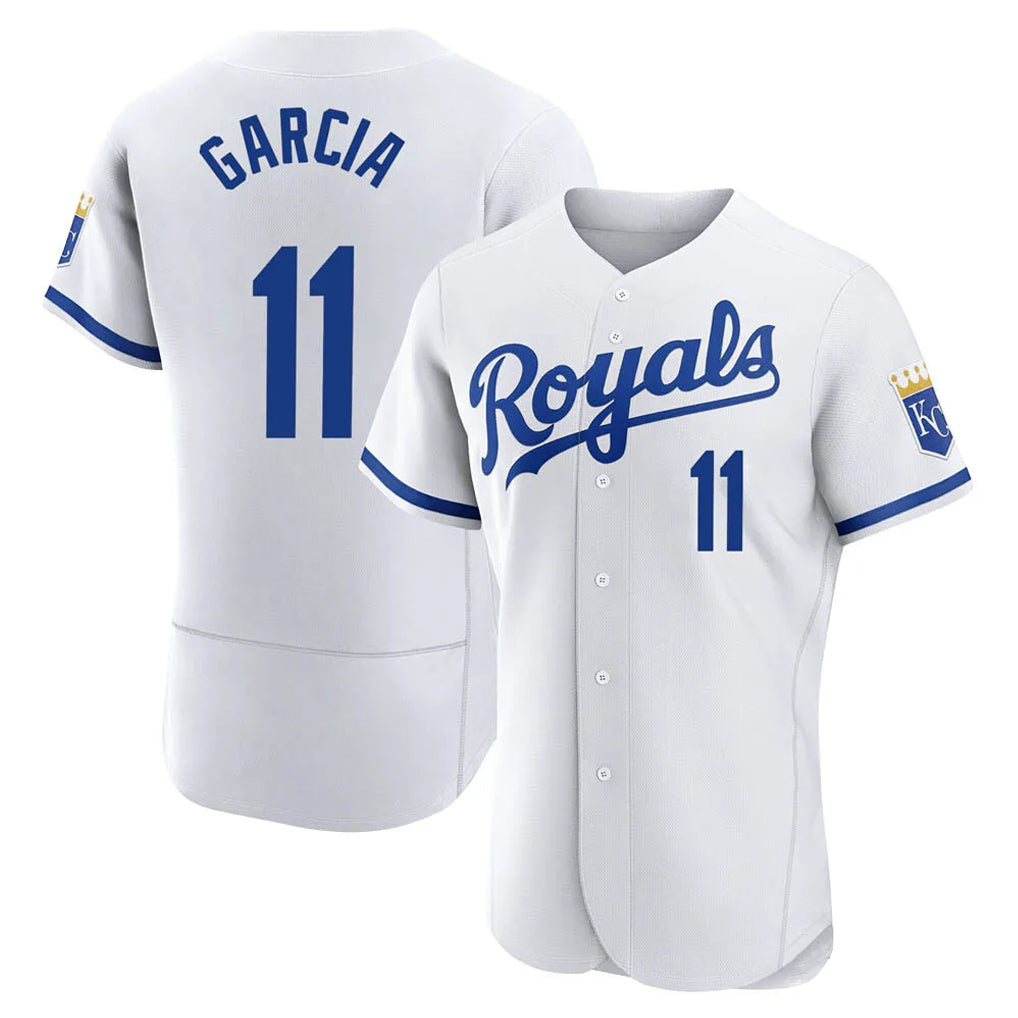 Jamed KC.Royals #11 Maikel Garcia Player White Limited Elite Home Game Stitched Jerseys