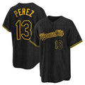Jamed KC.Royals #13 Salvador Perez Player Black Snake Skin City Game Stitched Jerseys