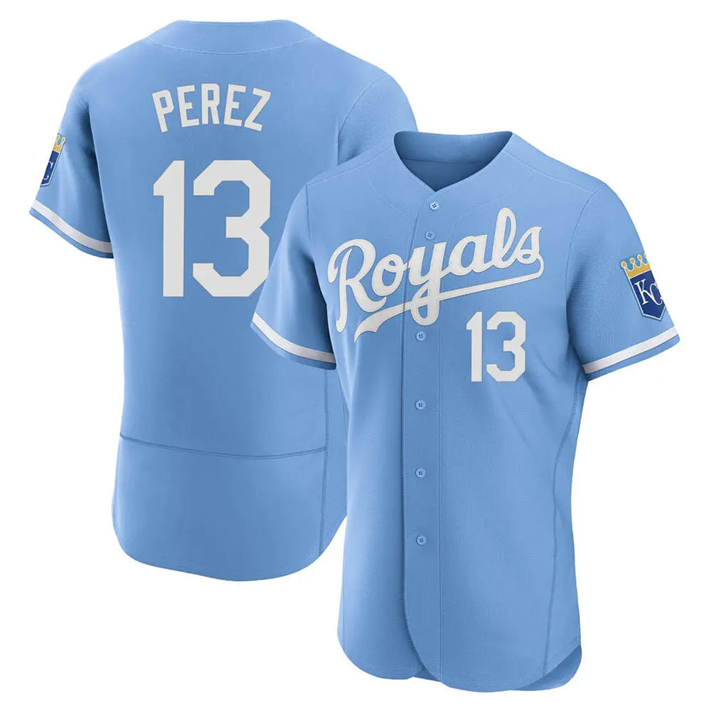 Jamed KC.Royals #13 Salvador Perez Player Light Blue Alt Limited Elite Home Stitched Jerseys
