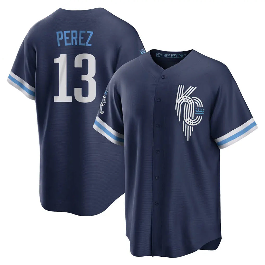 Jamed KC.Royals #13 Salvador Perez Player Navy City Connect Home Game Stitched Jerseys