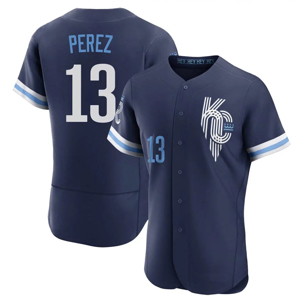 Jamed KC.Royals #13 Salvador Perez Player Navy City Connect Limited Elite Home Stitched Jerseys