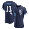 Jamed KC.Royals #13 Salvador Perez Player Navy City Connect Limited Elite Home Stitched Jerseys
