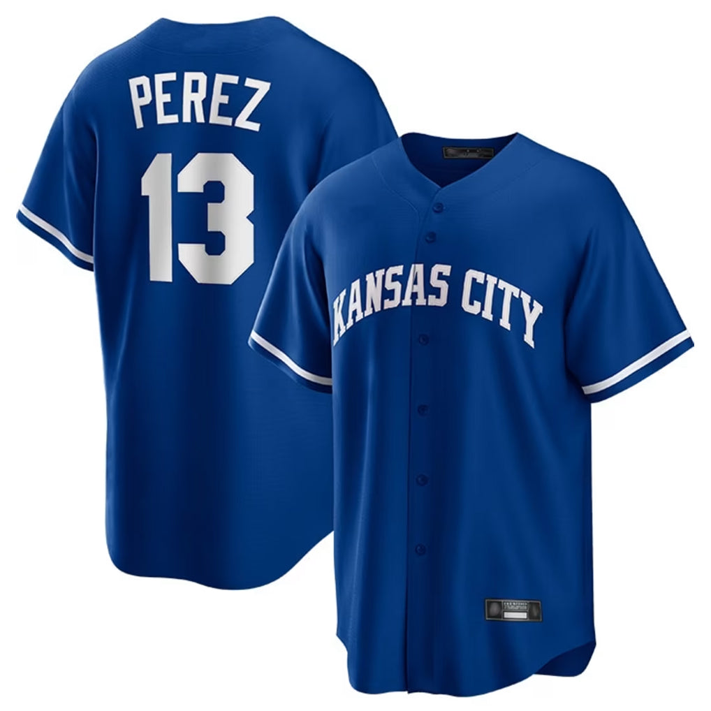 Jamed KC.Royals #13 Salvador Perez Player Royal Game Home Stitched Jerseys