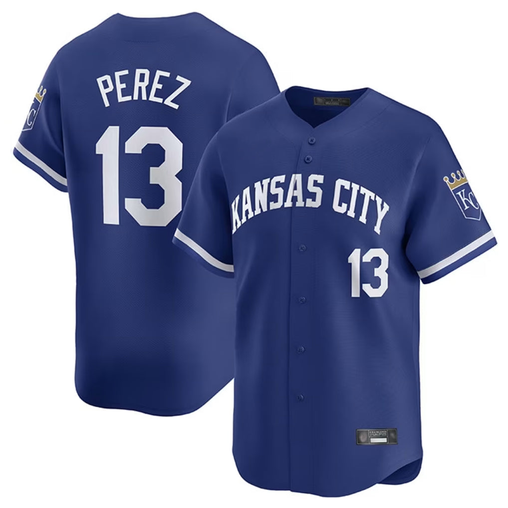 Jamed KC.Royals #13 Salvador Perez Player Royal Limited Home Stitched Jerseys