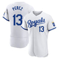 Jamed KC.Royals #13 Salvador Perez Player White Limited Elite Home Game Stitched Jerseys