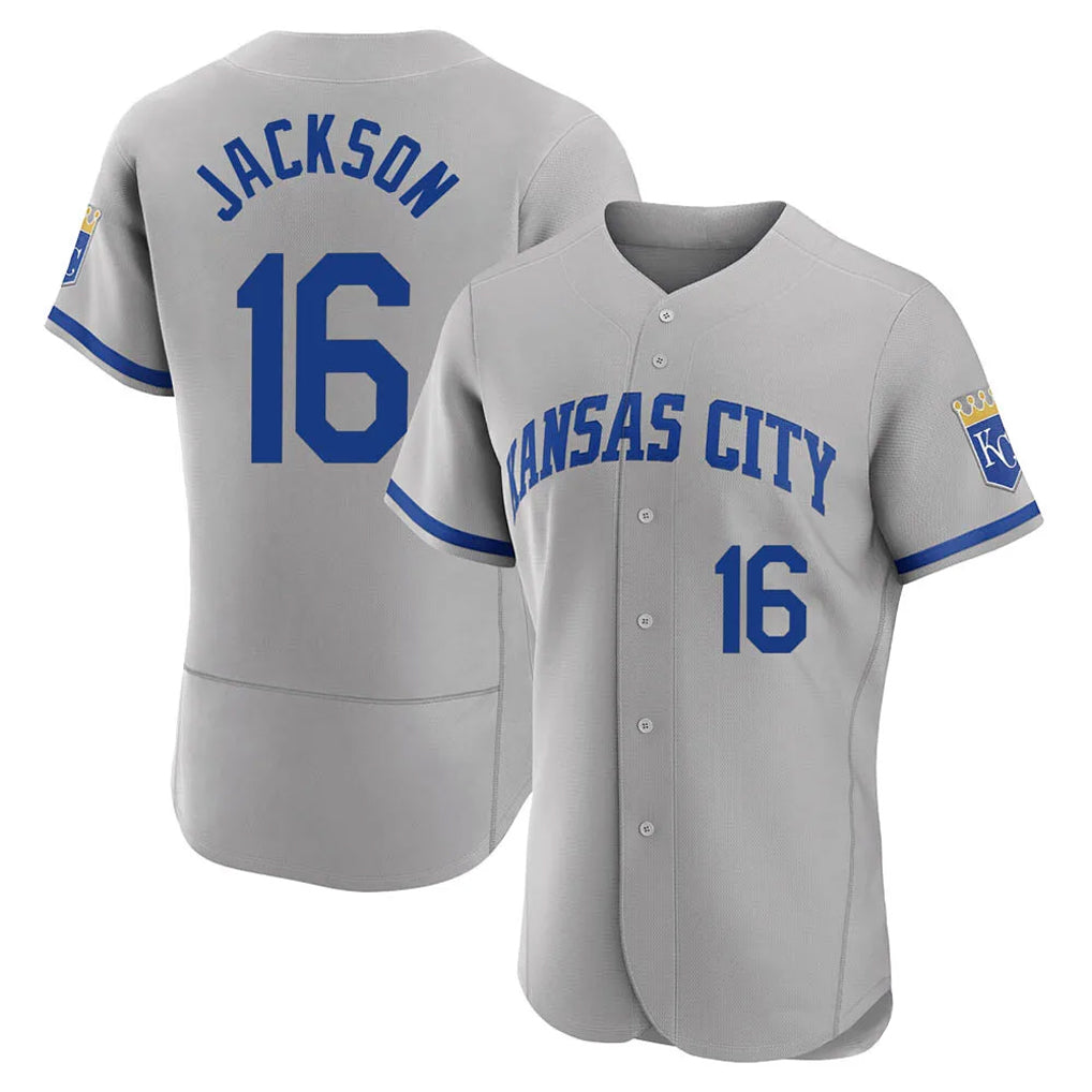 Jamed KC.Royals #16 Bo Jackson Player Gray Limited Elite Home Game Stitched Jerseys