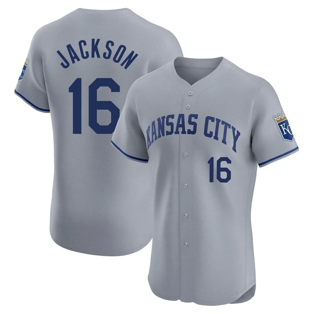 Jamed KC.Royals #16 Bo Jackson Player Gray Limited Elite Home Stitched Jerseys