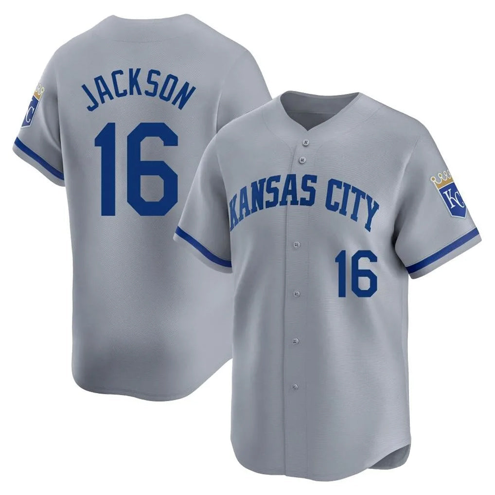 Jamed KC.Royals #16 Bo Jackson Player Gray Limited Home Stitched Jerseys