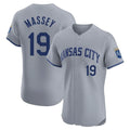 Jamed KC.Royals #19 Michael Massey Player Gray Limited Elite Home Stitched Jerseys