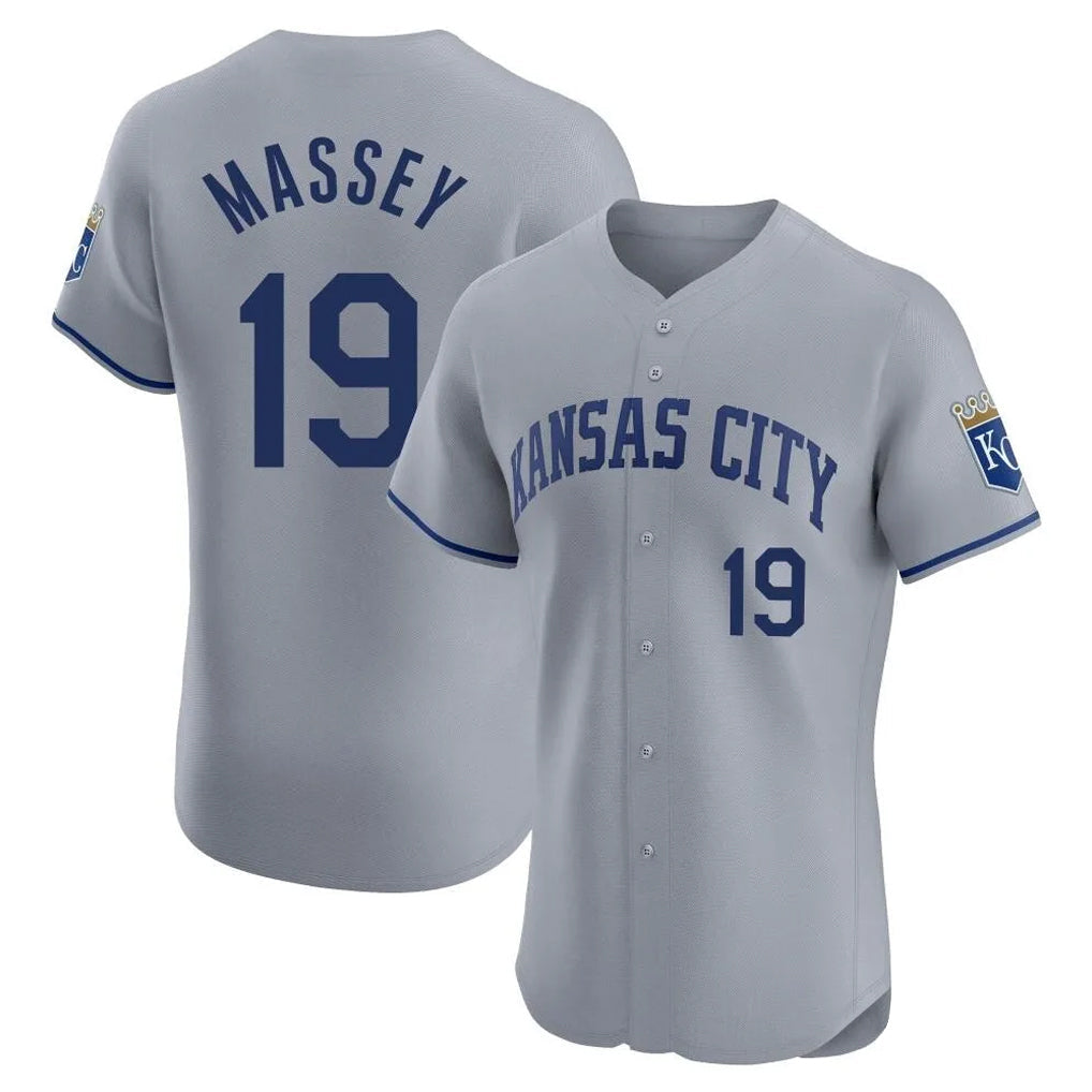Jamed KC.Royals #19 Michael Massey Player Gray Limited Elite Home Stitched Jerseys
