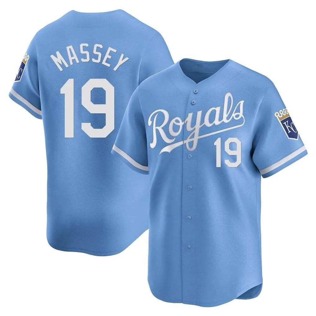Jamed KC.Royals #19 Michael Massey Player Light Blue Alt Limited Home Stitched Jerseys