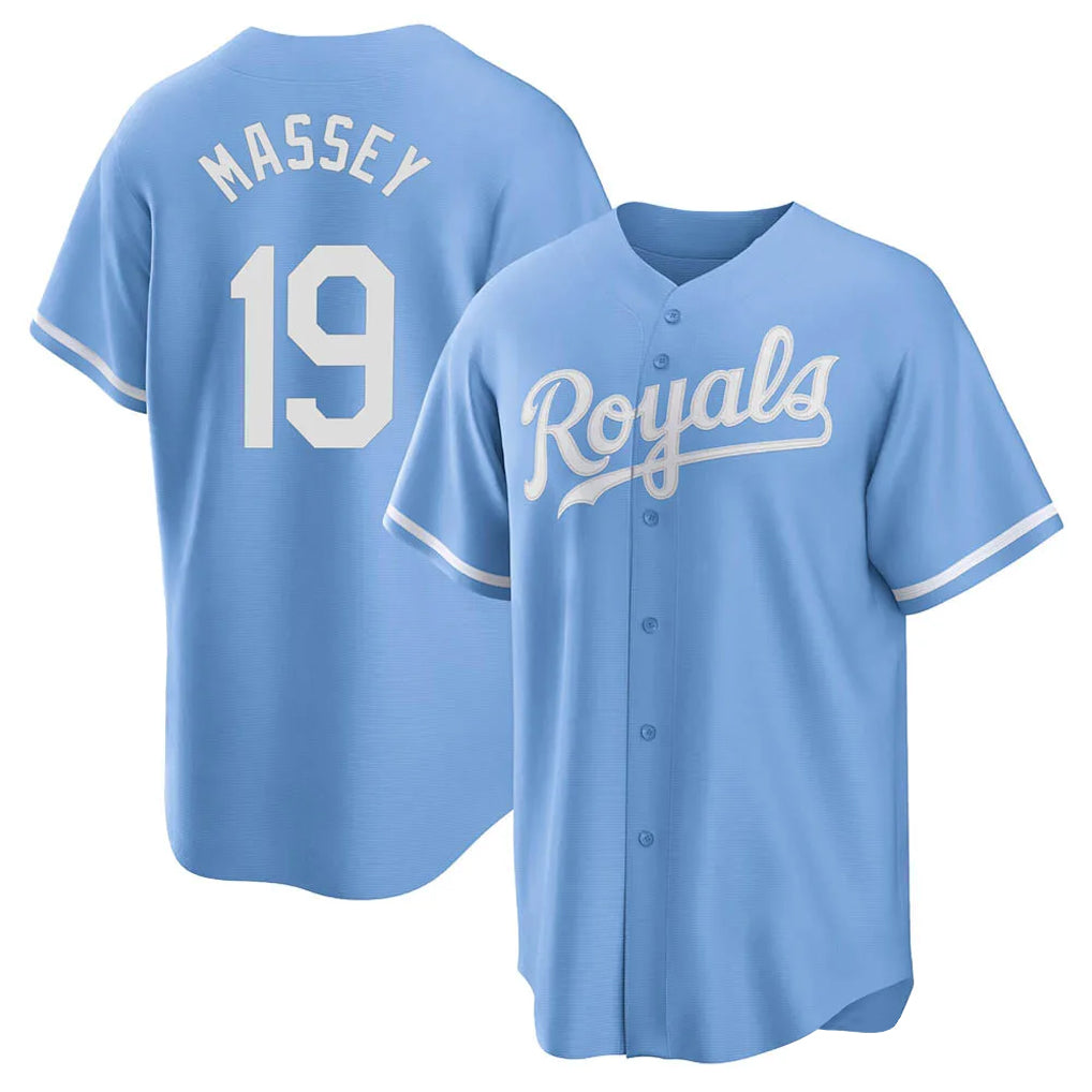 Jamed KC.Royals #19 Michael Massey Player Light Blue Home Game Stitched Jerseys