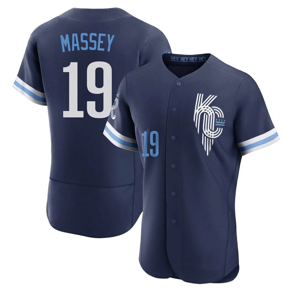 Jamed KC.Royals #19 Michael Massey Player Navy City Connect Limited Elite Home Stitched Jerseys