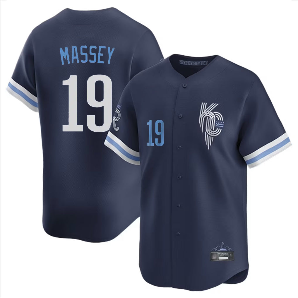Jamed KC.Royals #19 Michael Massey Player Navy City Connect Limited Home Stitched Jerseys