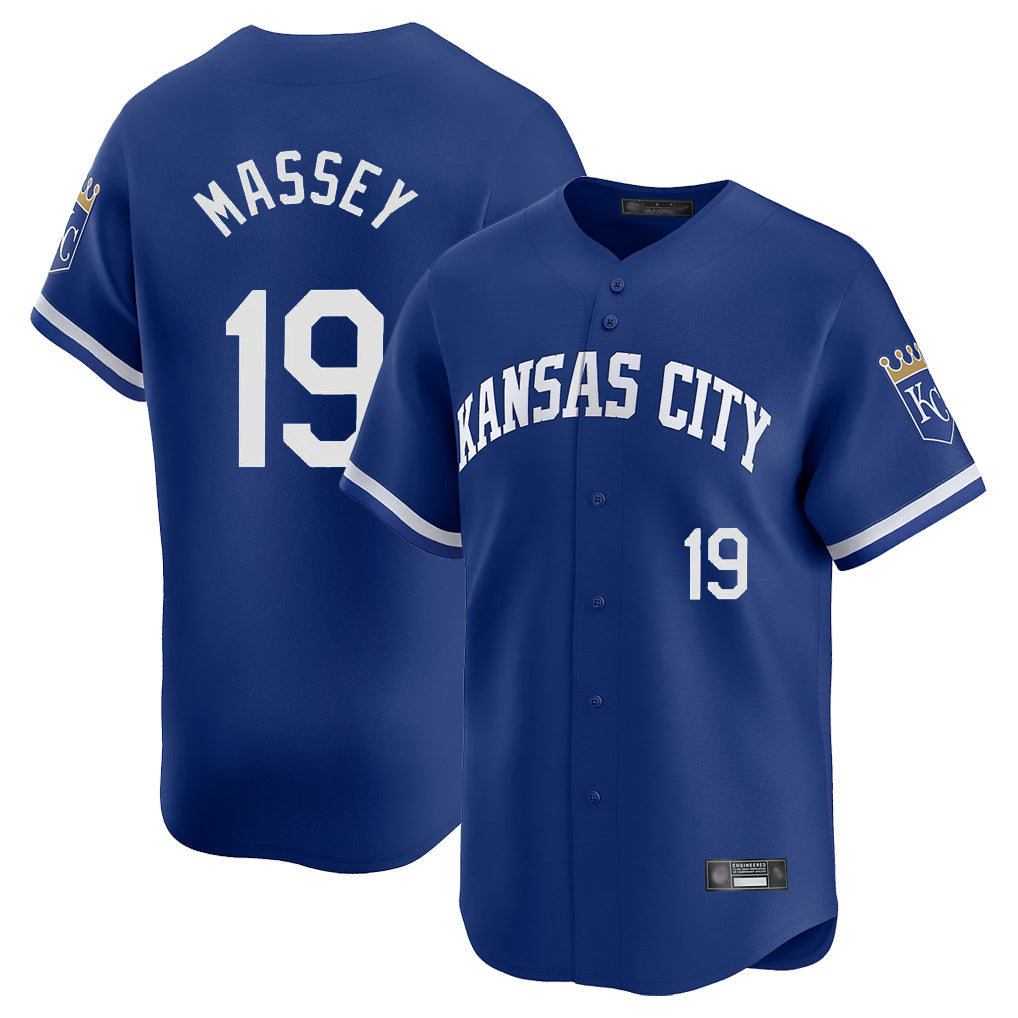 Jamed KC.Royals #19 Michael Massey Player Royal Limited Home Stitched Jerseys