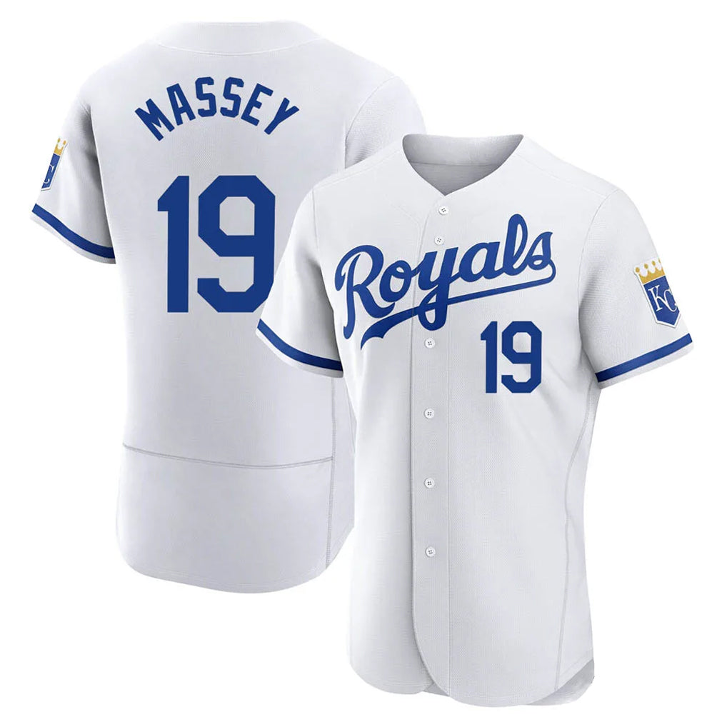 Jamed KC.Royals #19 Michael Massey Player White Limited Elite Home Game Stitched Jerseys