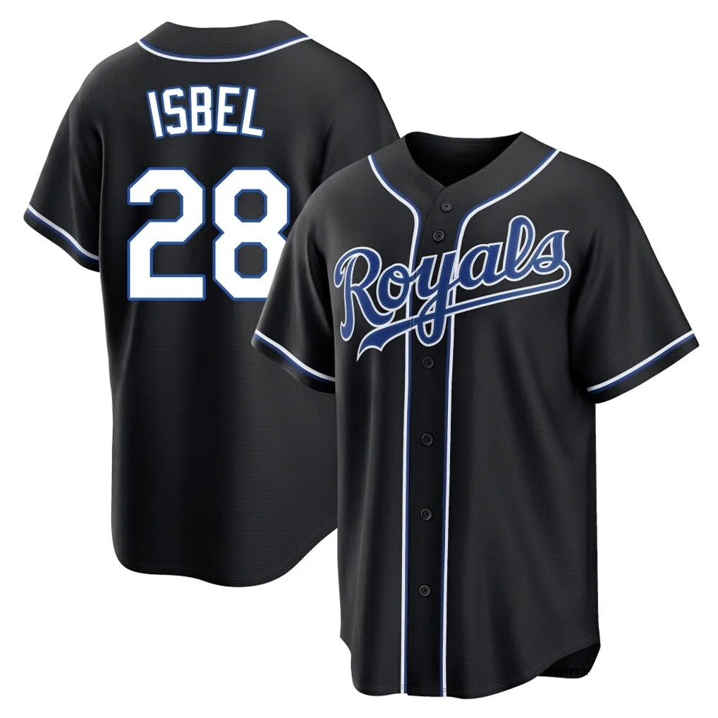 Jamed KC.Royals #28 Kyle Isbel Player Black Carbon Fashion Home Game Stitched Jerseys