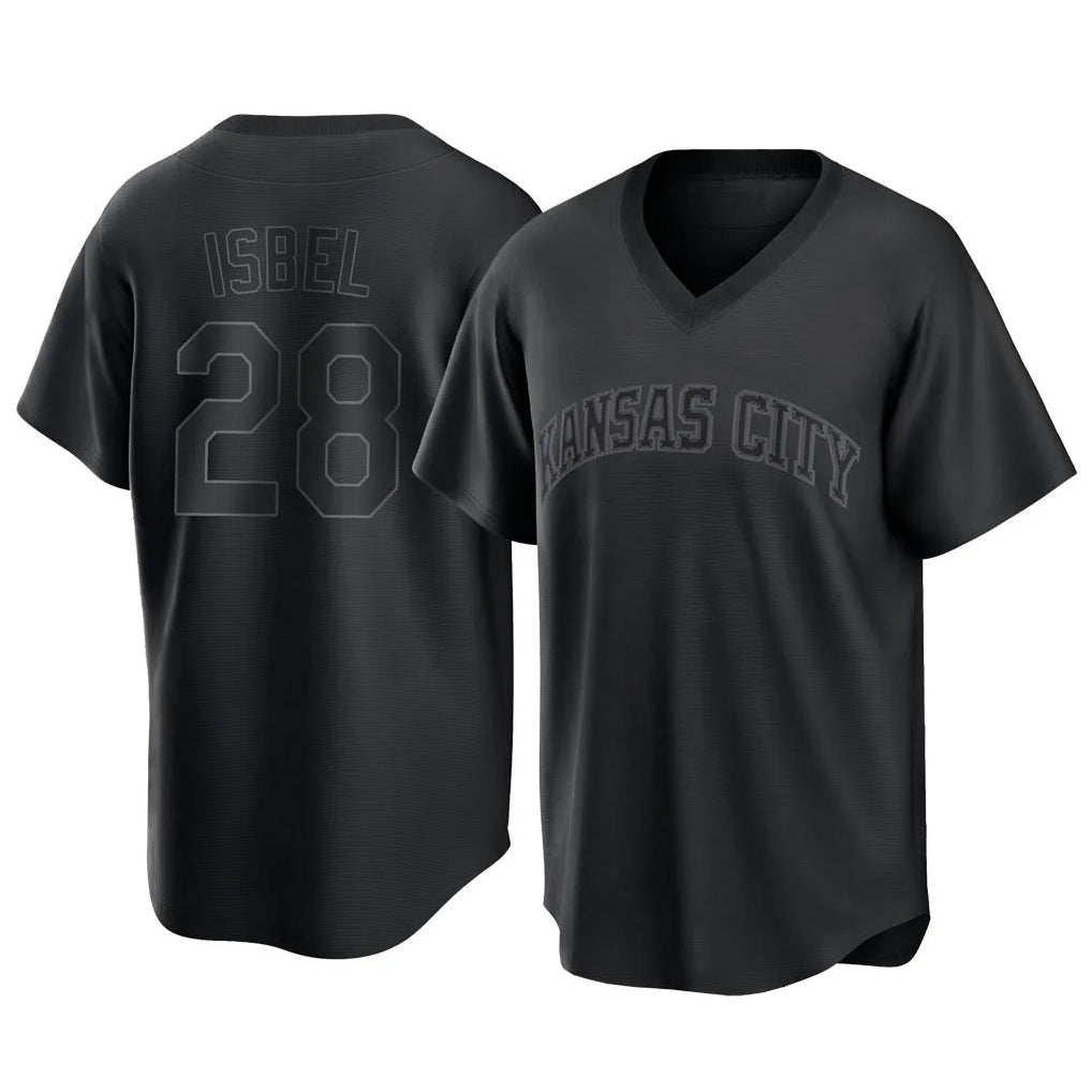 Jamed KC.Royals #28 Kyle Isbel Player Black Fashion Game Stitched Jerseys