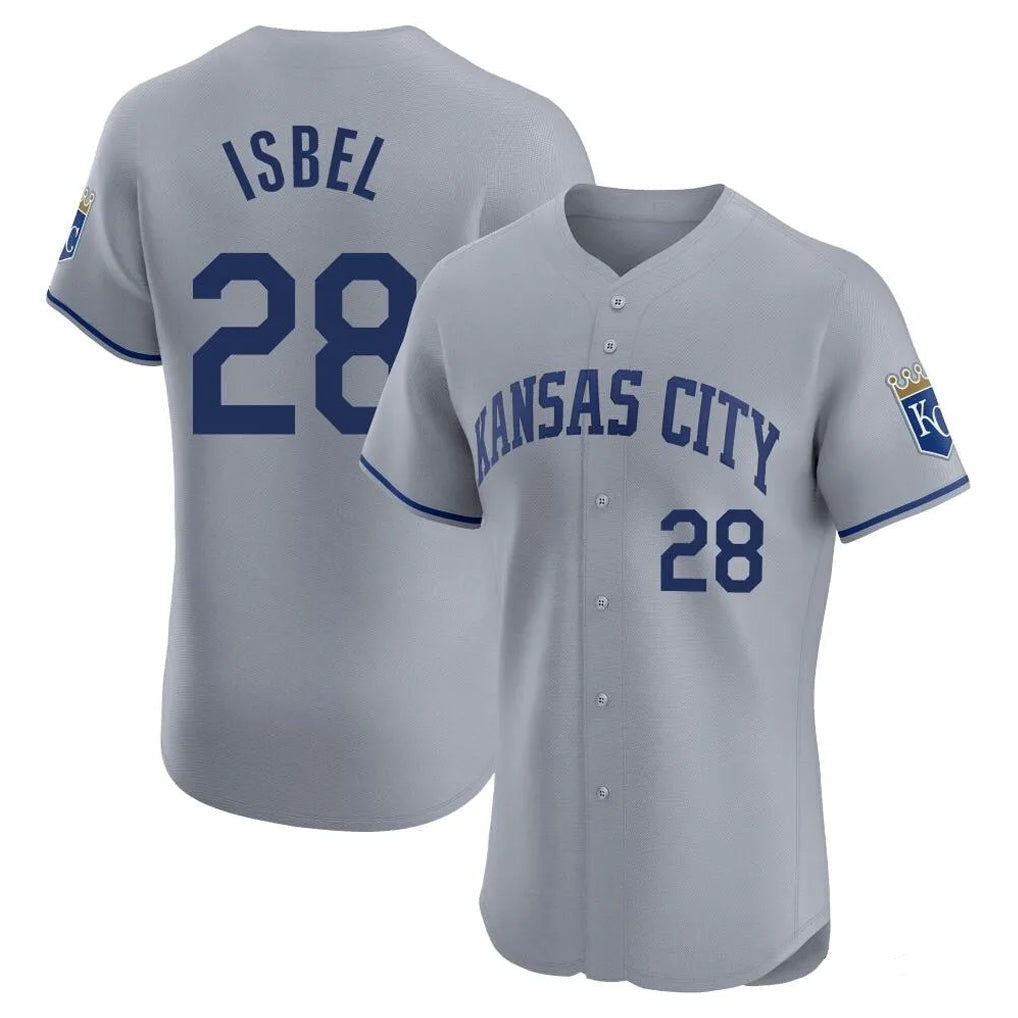 Jamed KC.Royals #28 Kyle Isbel Player Gray Limited Elite Home Stitched Jerseys