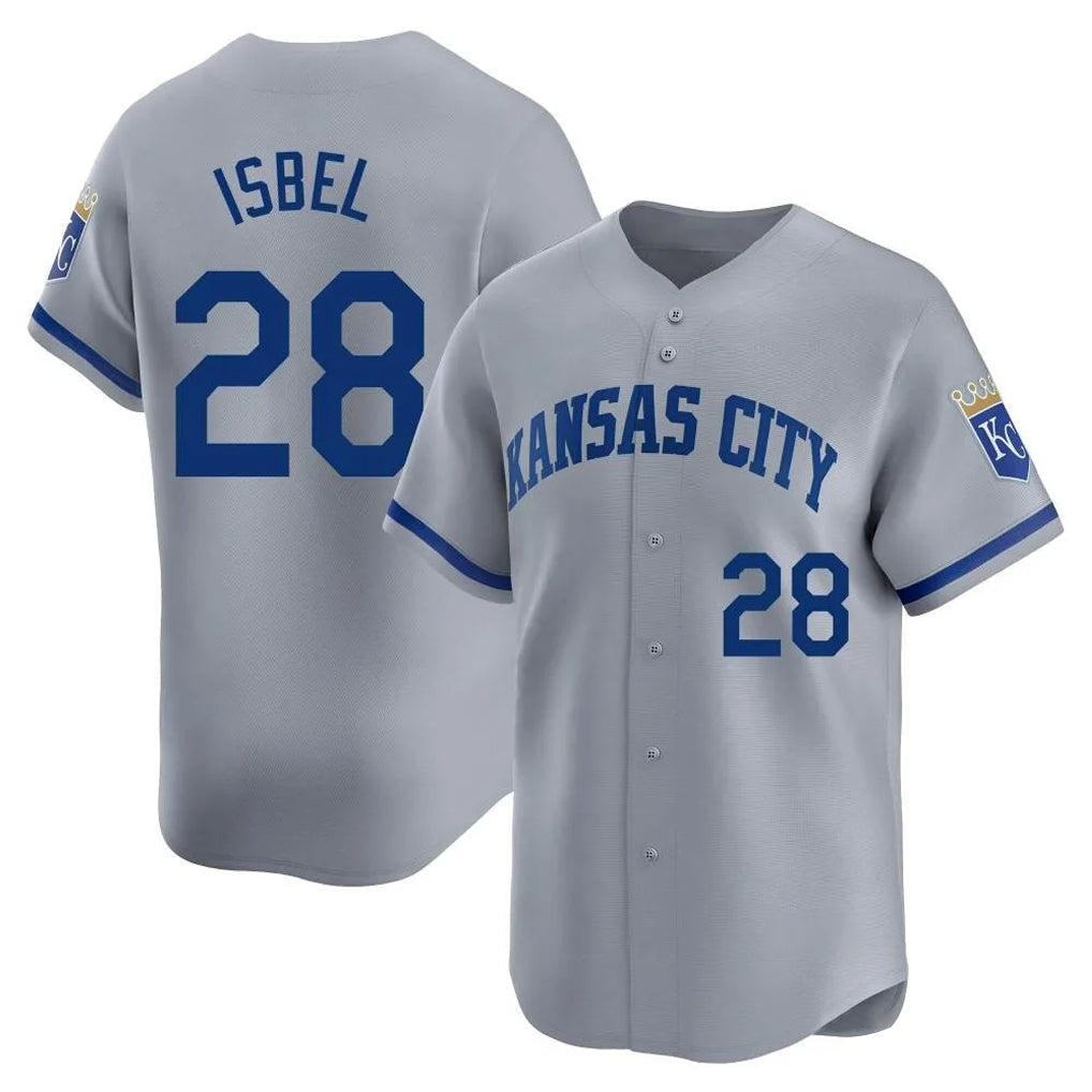 Jamed KC.Royals #28 Kyle Isbel Player Gray Limited Home Stitched Jerseys