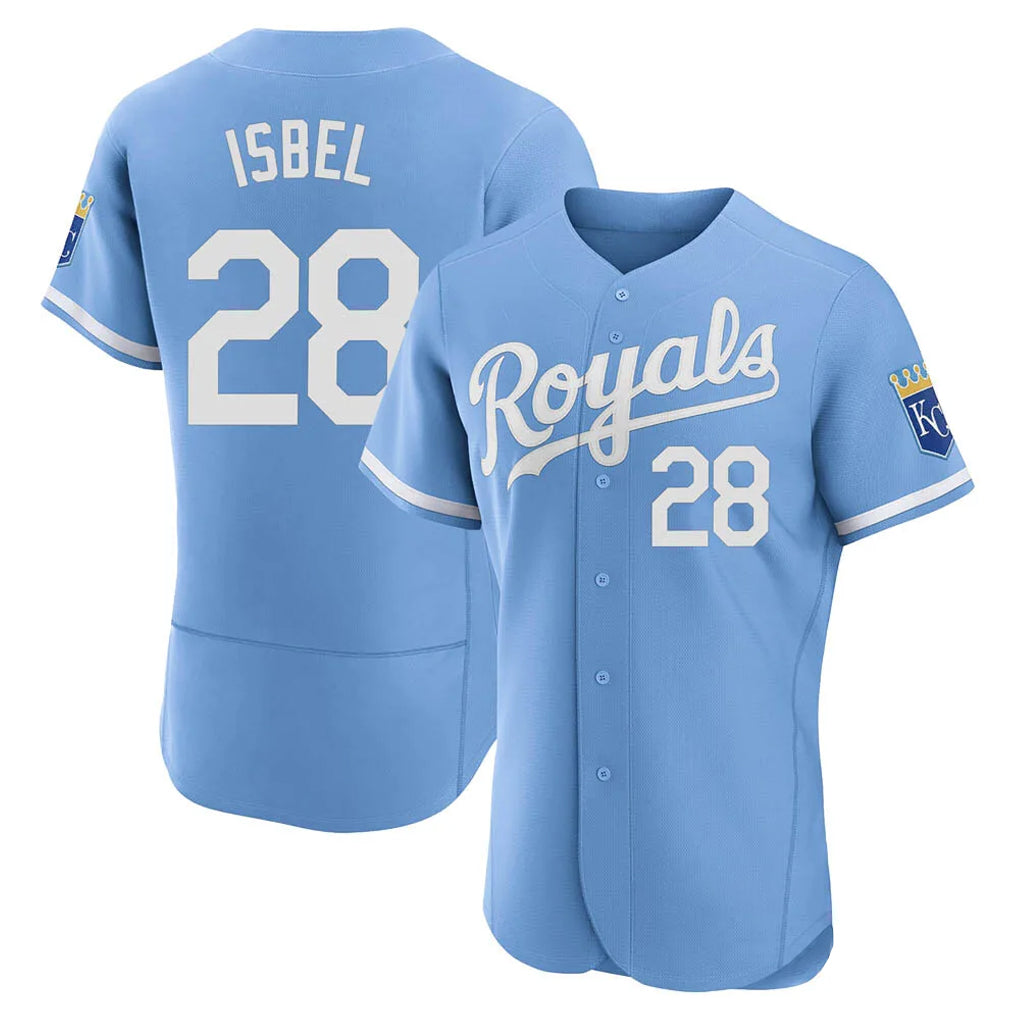 Jamed KC.Royals #28 Kyle Isbel Player Light Blue Alt Limited Elite Home Stitched Jerseys