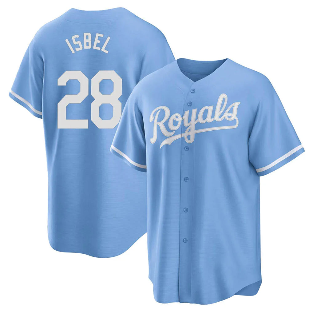 Jamed KC.Royals #28 Kyle Isbel Player Light Blue Home Game Stitched Jerseys