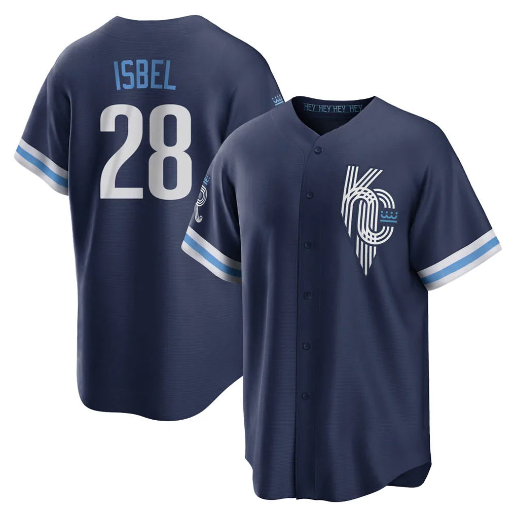Jamed KC.Royals #28 Kyle Isbel Player Navy City Connect Home Game Stitched Jerseys
