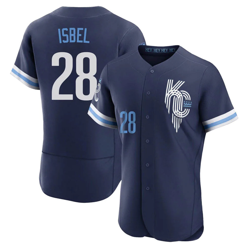 Jamed KC.Royals #28 Kyle Isbel Player Navy City Connect Limited Elite Home Stitched Jerseys