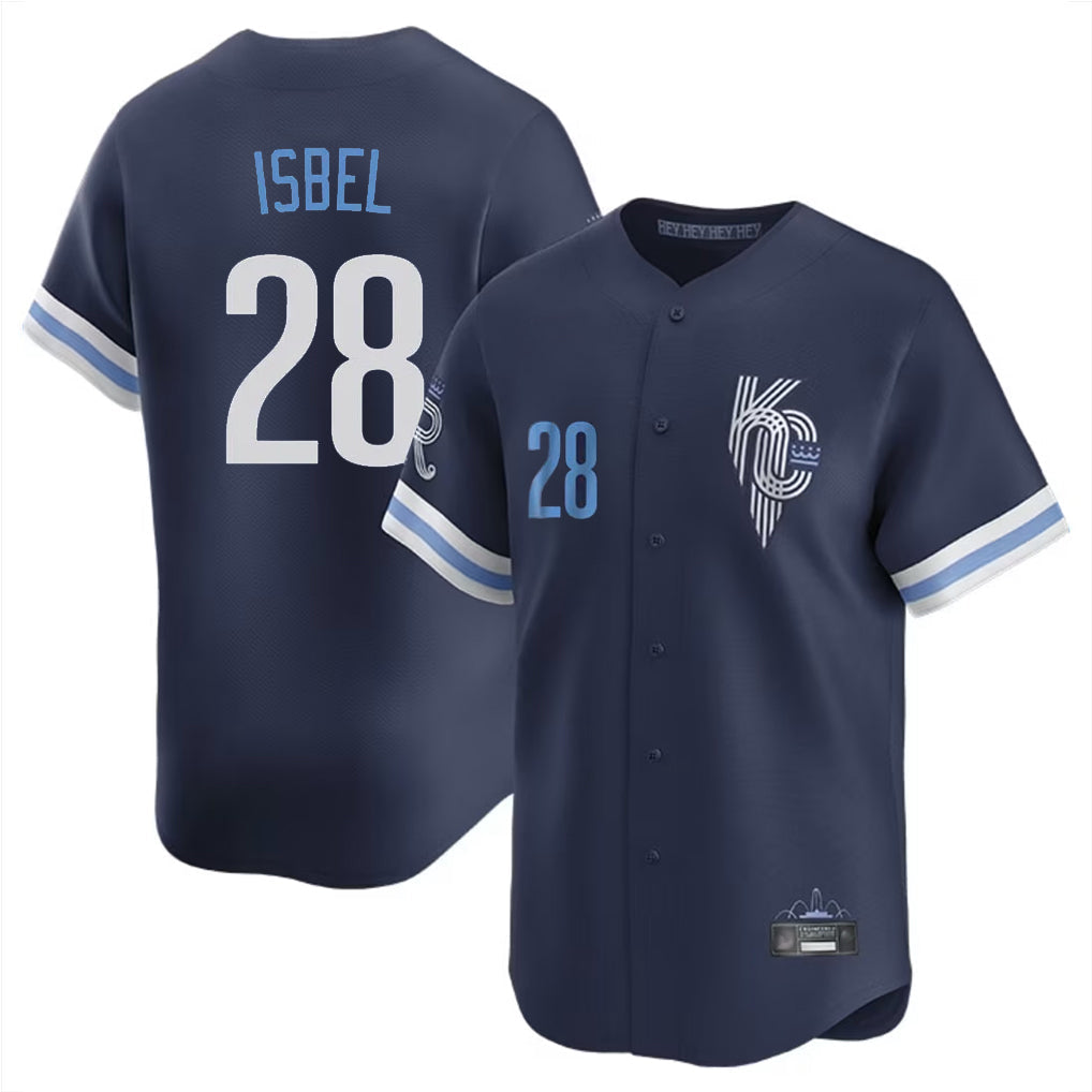 Jamed KC.Royals #28 Kyle Isbel Player Navy City Connect Limited Home Stitched Jerseys
