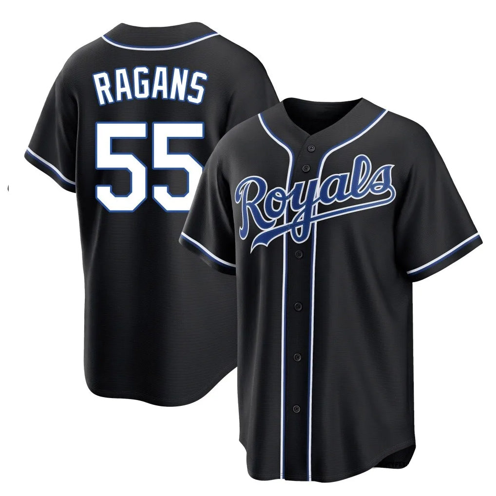 Jamed KC.Royals #55 Cole Ragans Player Black Carbon Fashion Home Game Stitched Jerseys
