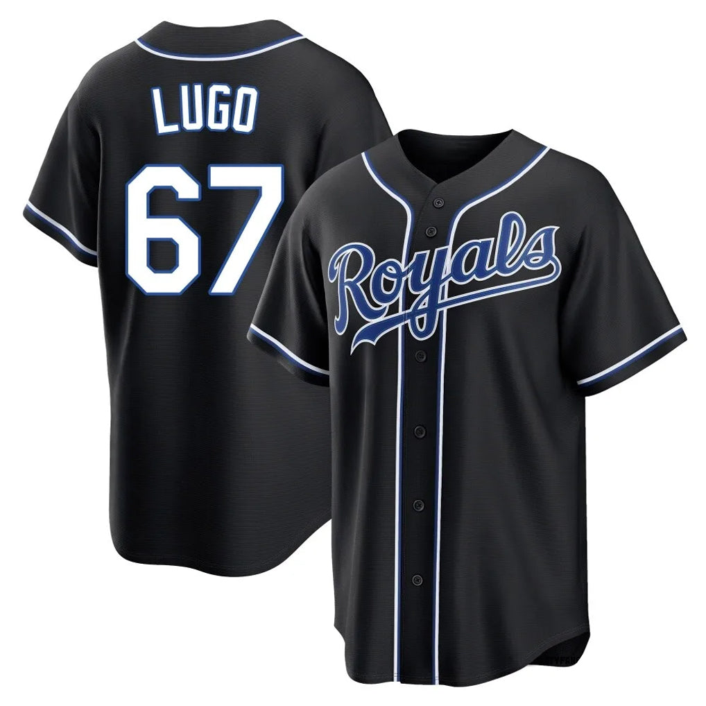 Jamed KC.Royals #67 Seth Lugo Player Black Carbon Fashion Home Game Stitched Jerseys