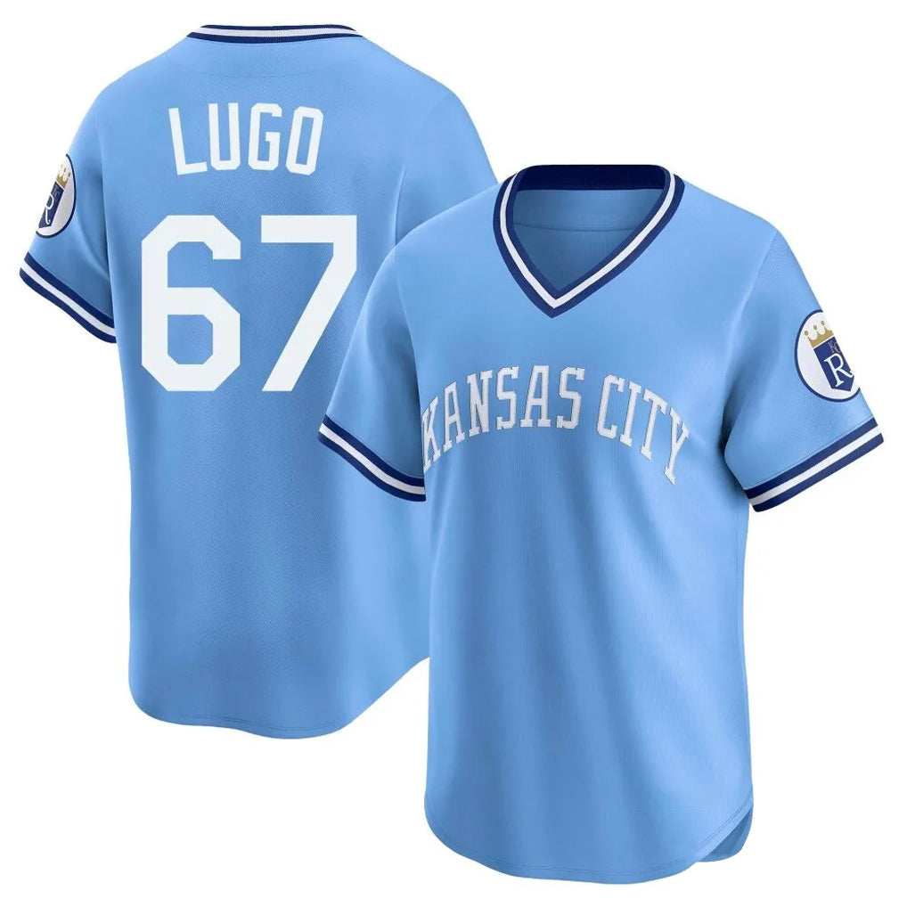 Jamed KC.Royals #67 Seth Lugo Player Light Blue Limited Throwback Cooperstown Collection T-shirt Stitched Jerseys
