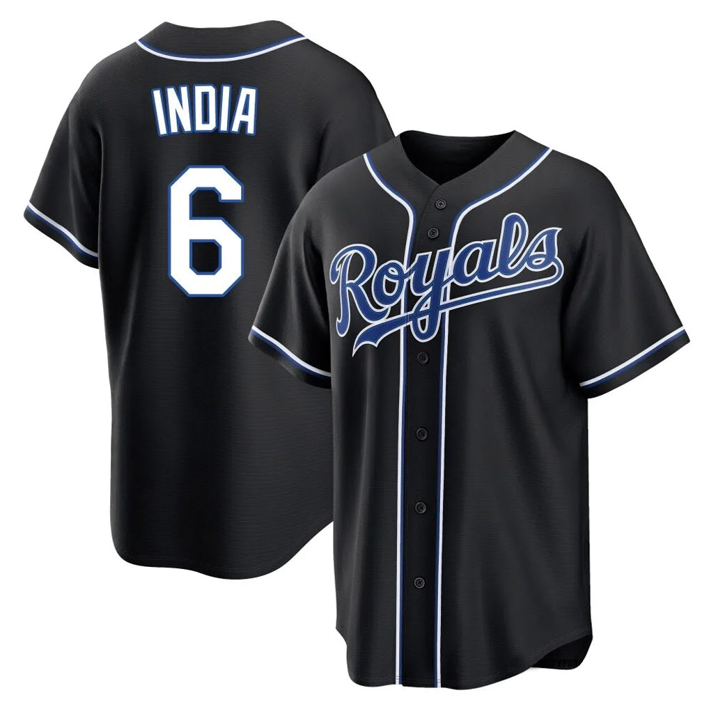 Jamed KC.Royals #6 Jonathan India Player Black Carbon Fashion Home Game Stitched Jerseys