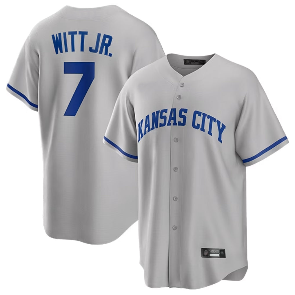 Jamed KC.Royals #7 Bobby Witt Jr. Player Gray Game Home Stitched Jerseys