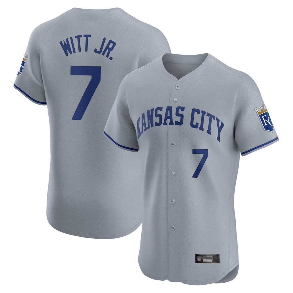 Jamed KC.Royals #7 Bobby Witt Jr. Player Gray Limited Elite Home Stitched Jerseys
