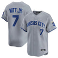 Jamed KC.Royals #7 Bobby Witt Jr. Player Gray Limited Home Stitched Jerseys