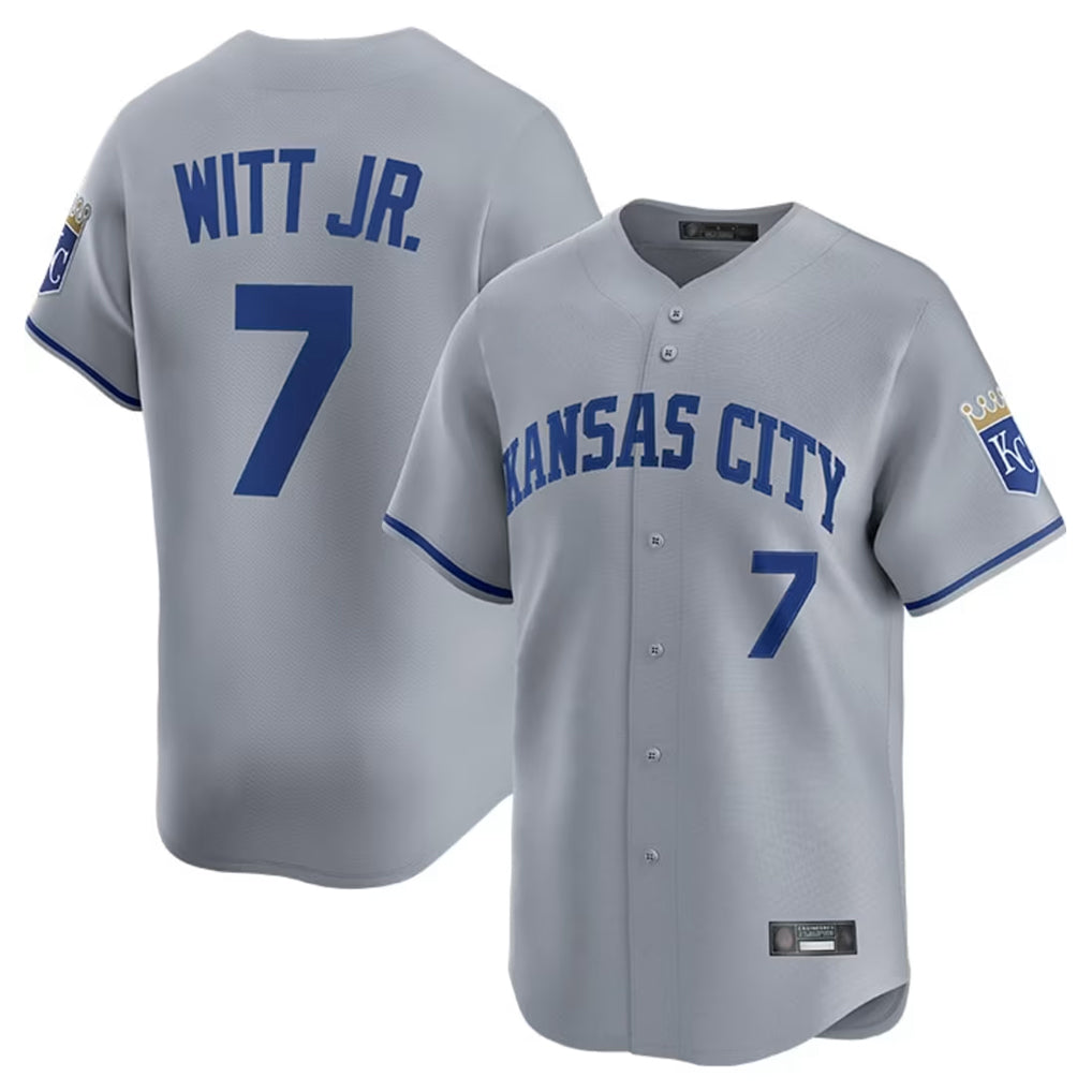 Jamed KC.Royals #7 Bobby Witt Jr. Player Gray Limited Home Stitched Jerseys