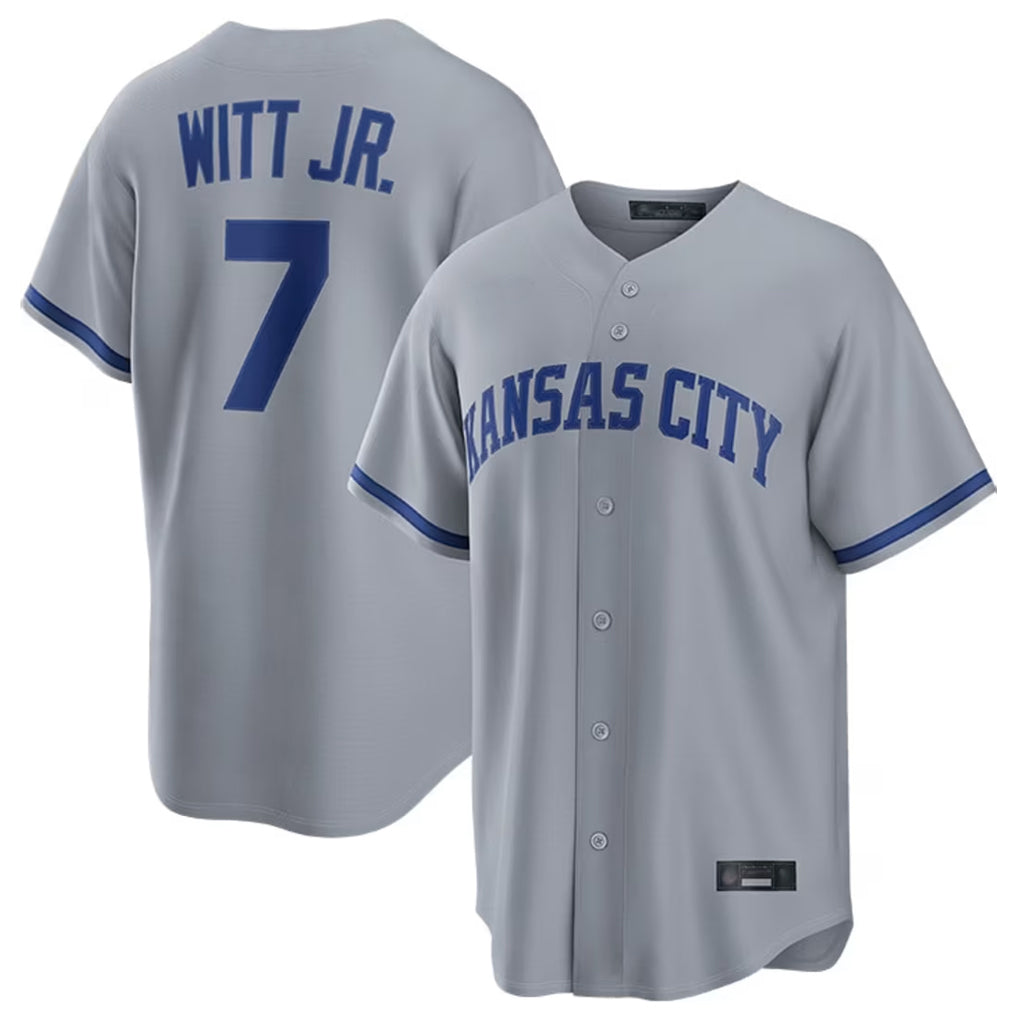 Jamed KC.Royals #7 Bobby Witt Jr. Player Grey Road Game Home Stitched Jerseys