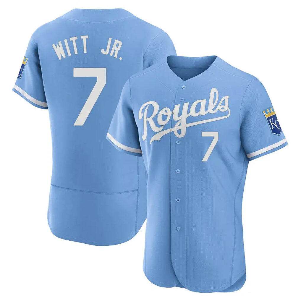 Jamed KC.Royals #7 Bobby Witt Jr. Player Light Blue Alt Limited Elite Home Stitched Jerseys