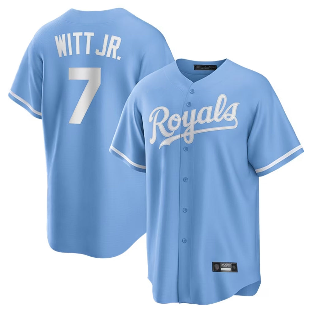 Jamed KC.Royals #7 Bobby Witt Jr. Player Light Blue Home Game Stitched Jerseys