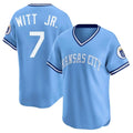 Jamed KC.Royals #7 Bobby Witt Jr. Player Light Blue Limited Throwback Cooperstown Collection T-shirt Stitched Jerseys